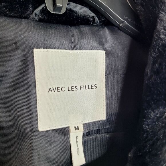 Alec Les Filles Black Faux Fur Aviator Biker Jacket Size Medium - Picture 9 of 11